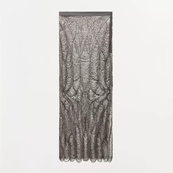 ZARA SHEER BEADED SKIRT - Picture 6 of 9
